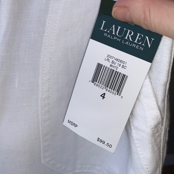 NWT Ralph Lauren white linen drawstring pants sz 4 - Picture 5 of 9